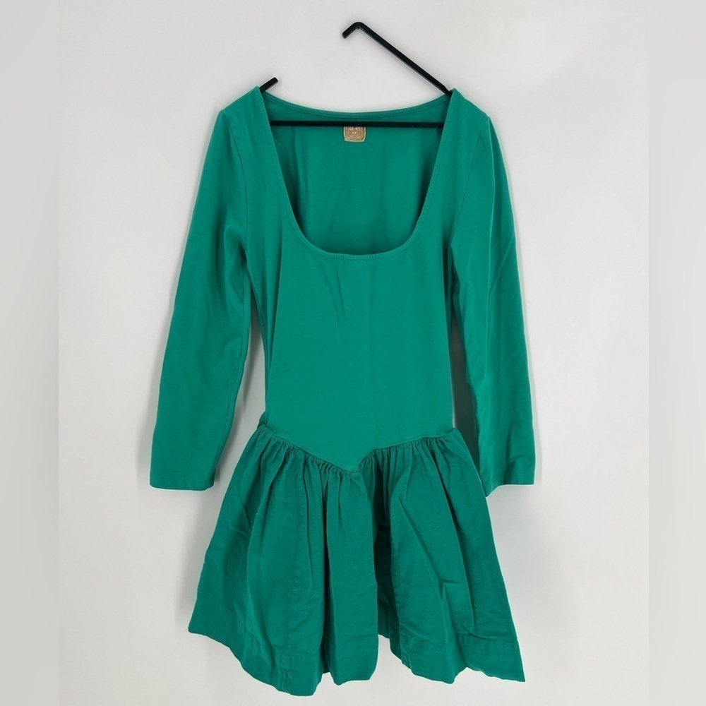 Free People Free-Est Onda Long Sleeve Mini Dress In Malachite Green